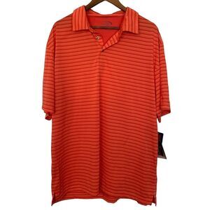 Champions Tour NWT Golf Polo Bright Orange Striped Sz XXL